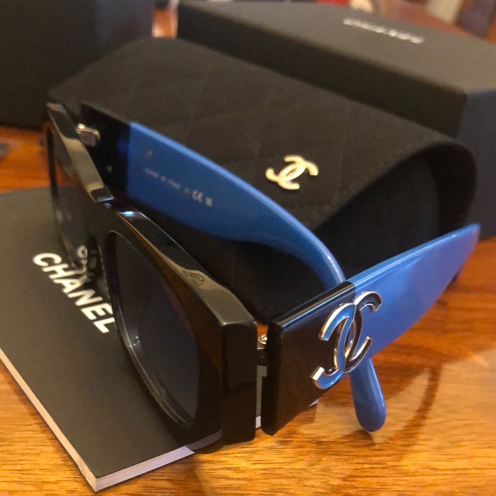 Chanel Black and Blue Sunglasses - Picture 7 of 7